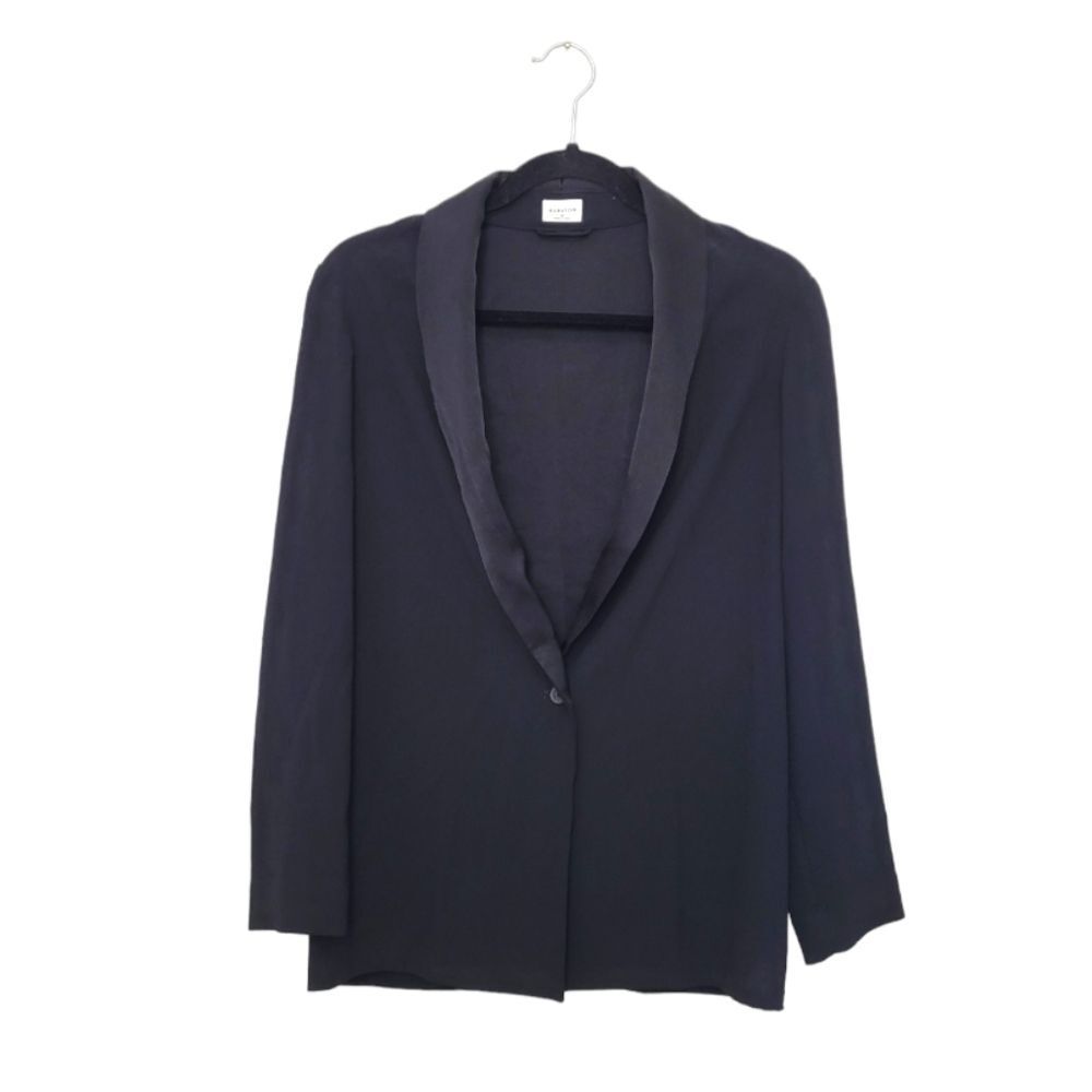 Babaton Black Satin Lapel Blazer